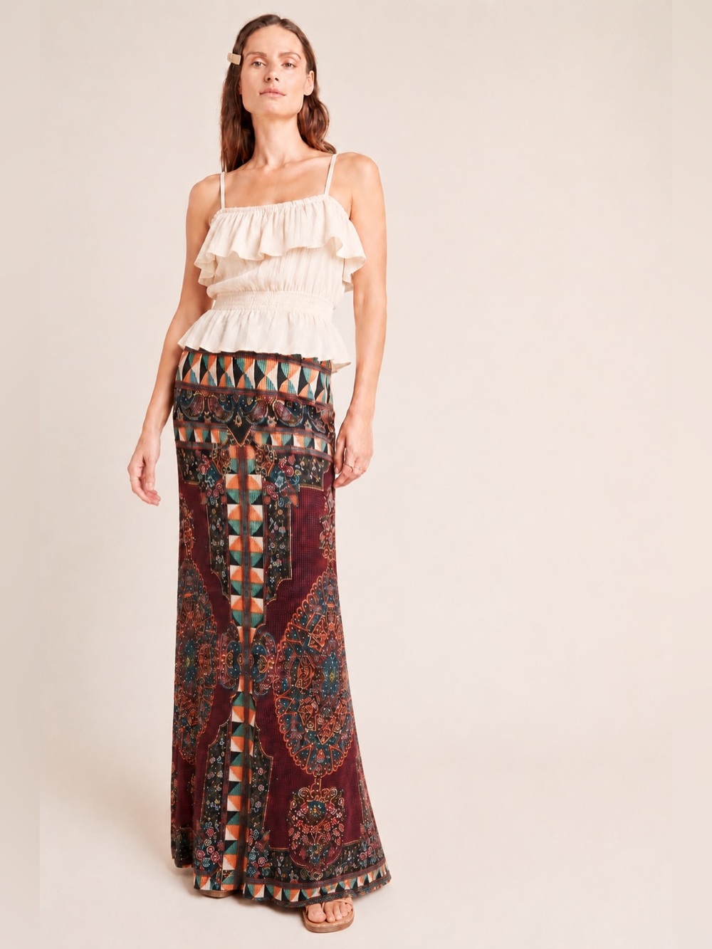 Farm Rio X Anthropologie Mixed Pattern Maxi Skirt or Dress EUC XSmall